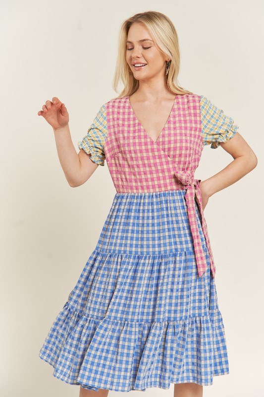 TEEK - MULTICOLOR BLOCK GINGHAM DRESS DRESS TEEK FG   