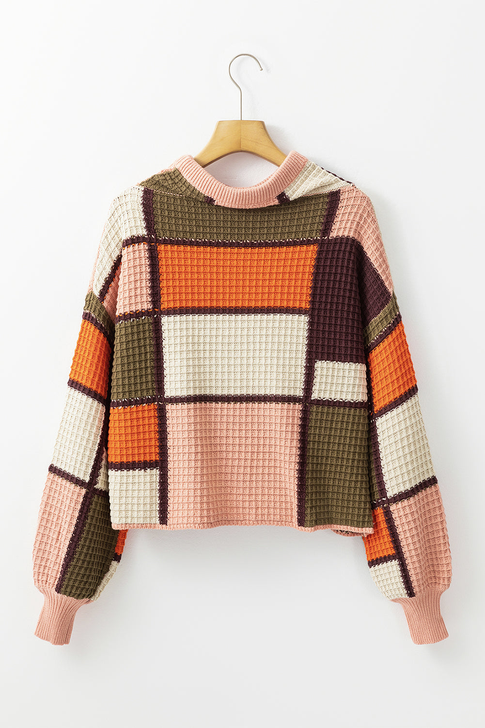 Drawstring Color Block Mock Neck Sweater TEEK Trend