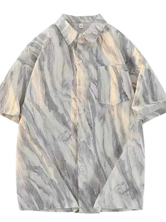 TEEK - Mens Plus Size Button Up Short Sleeve Shirt TOPS TEEK Trend Gray M