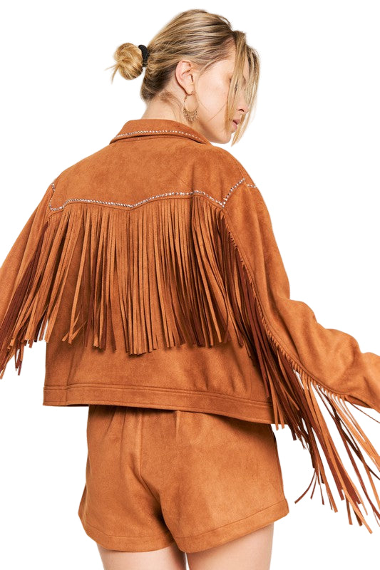 TEEK - Plus Size Suede Studded Fringe Jacket JACKET TEEK FG   