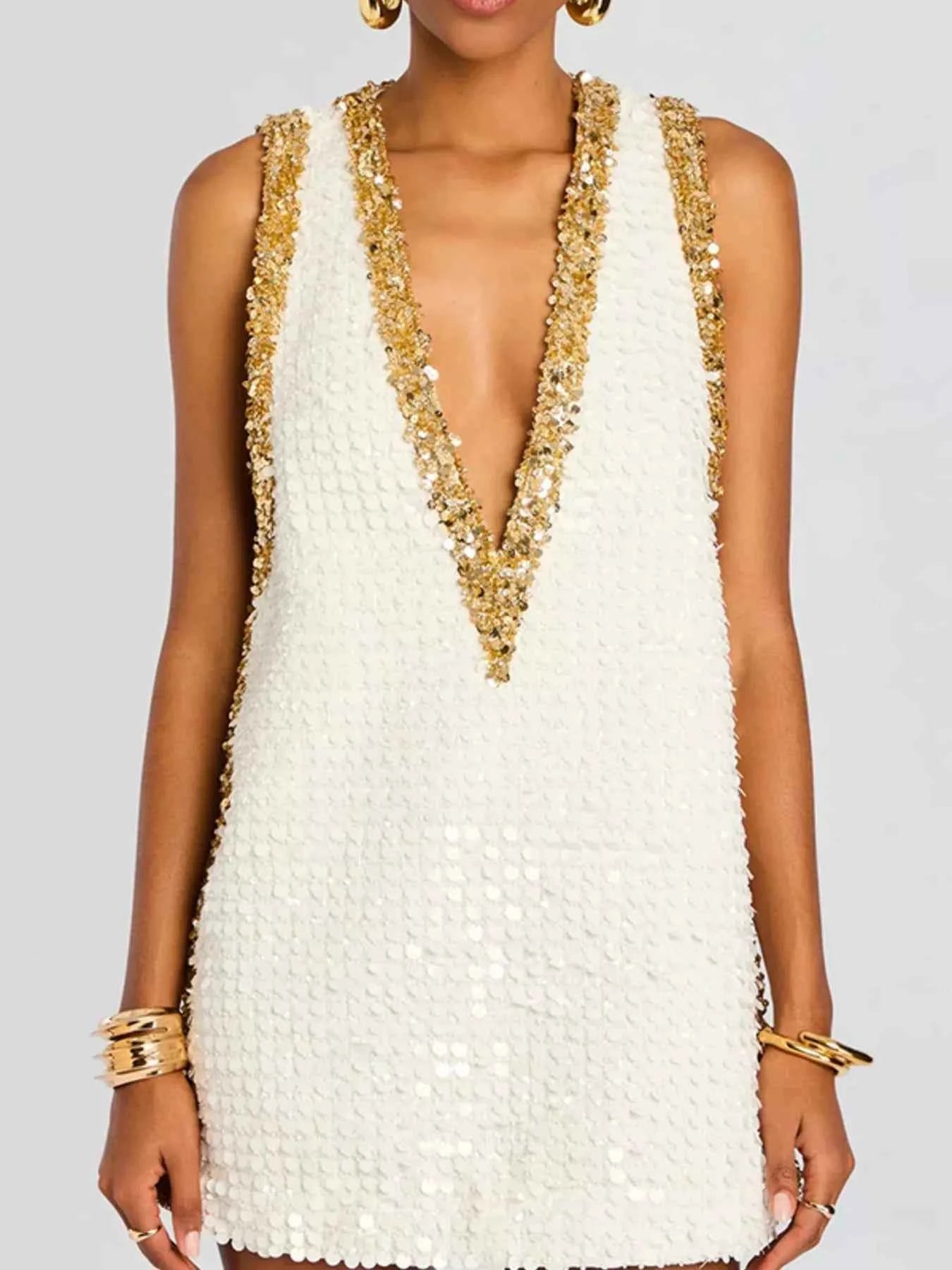 Sequin Embellished Sleeveless Mini Dress Trendsi
