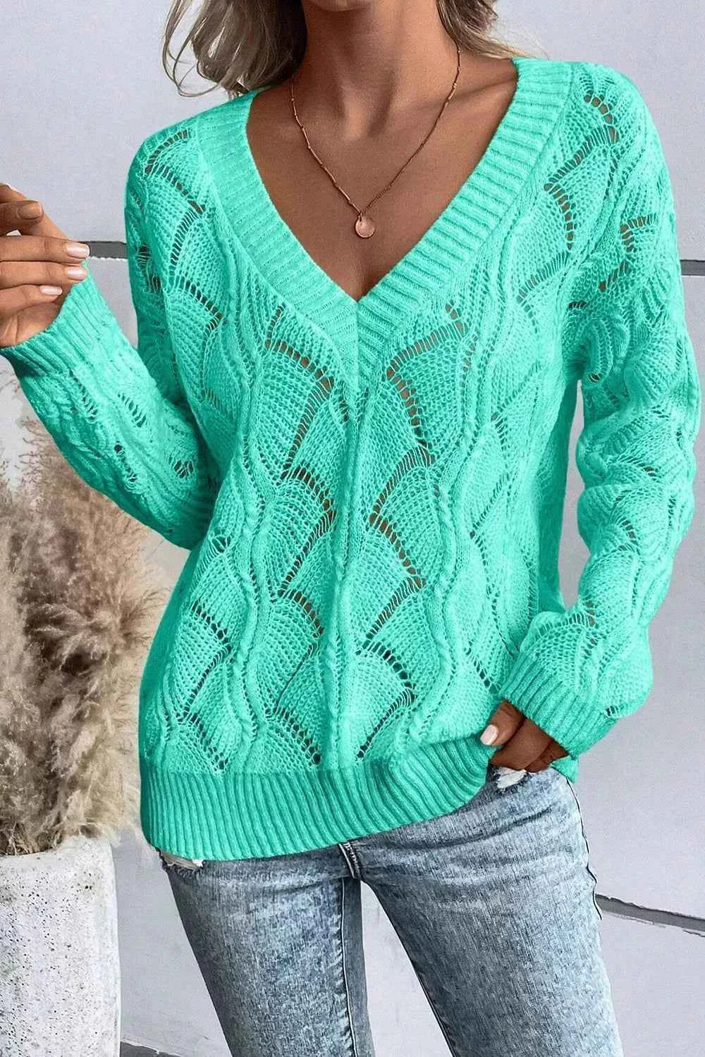 TEEK - Elegant Texture V-Neck Knit Top TOPS TEEK Trend