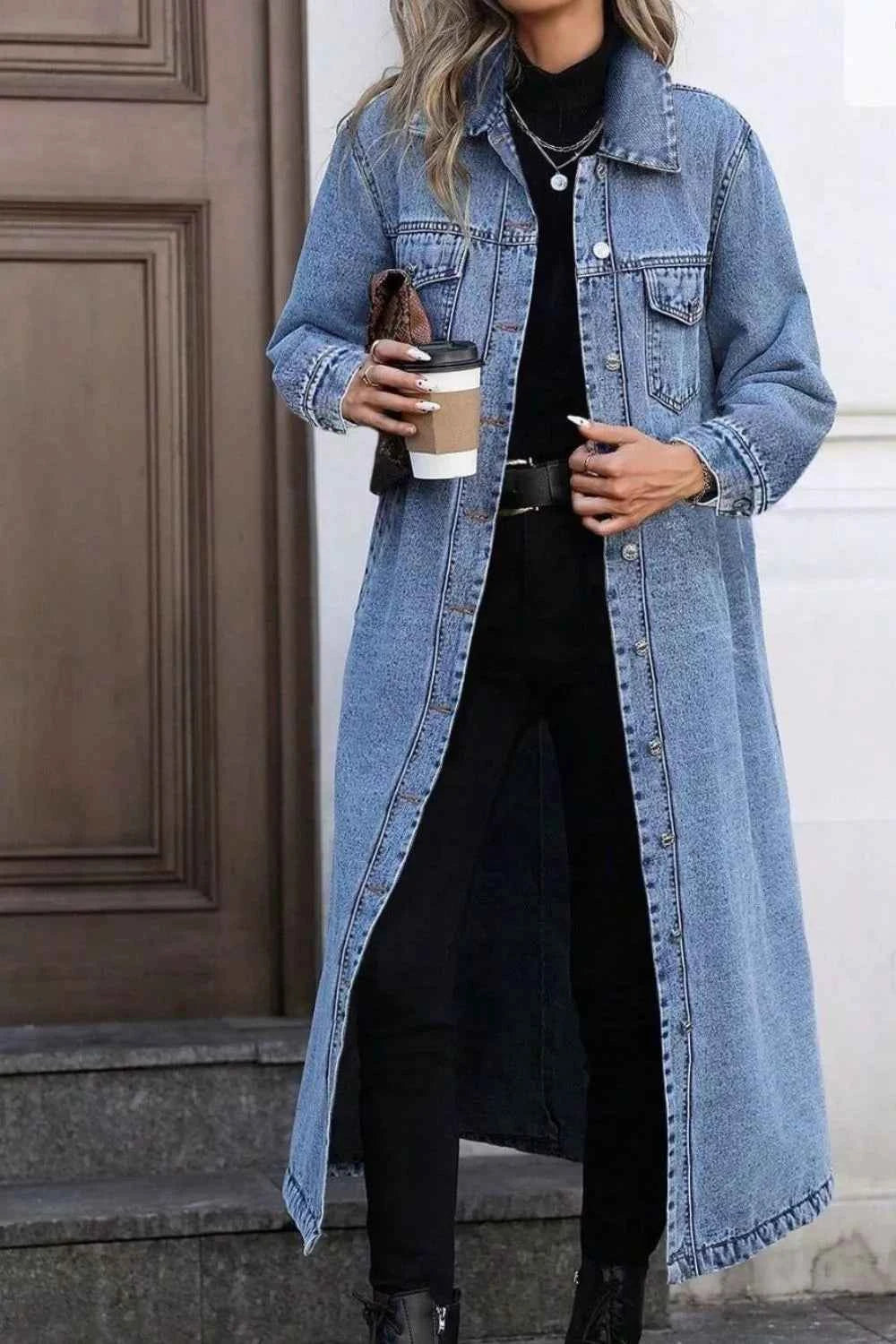 TEEK - Longline Button-Front Denim Coat COAT TEEK Trend