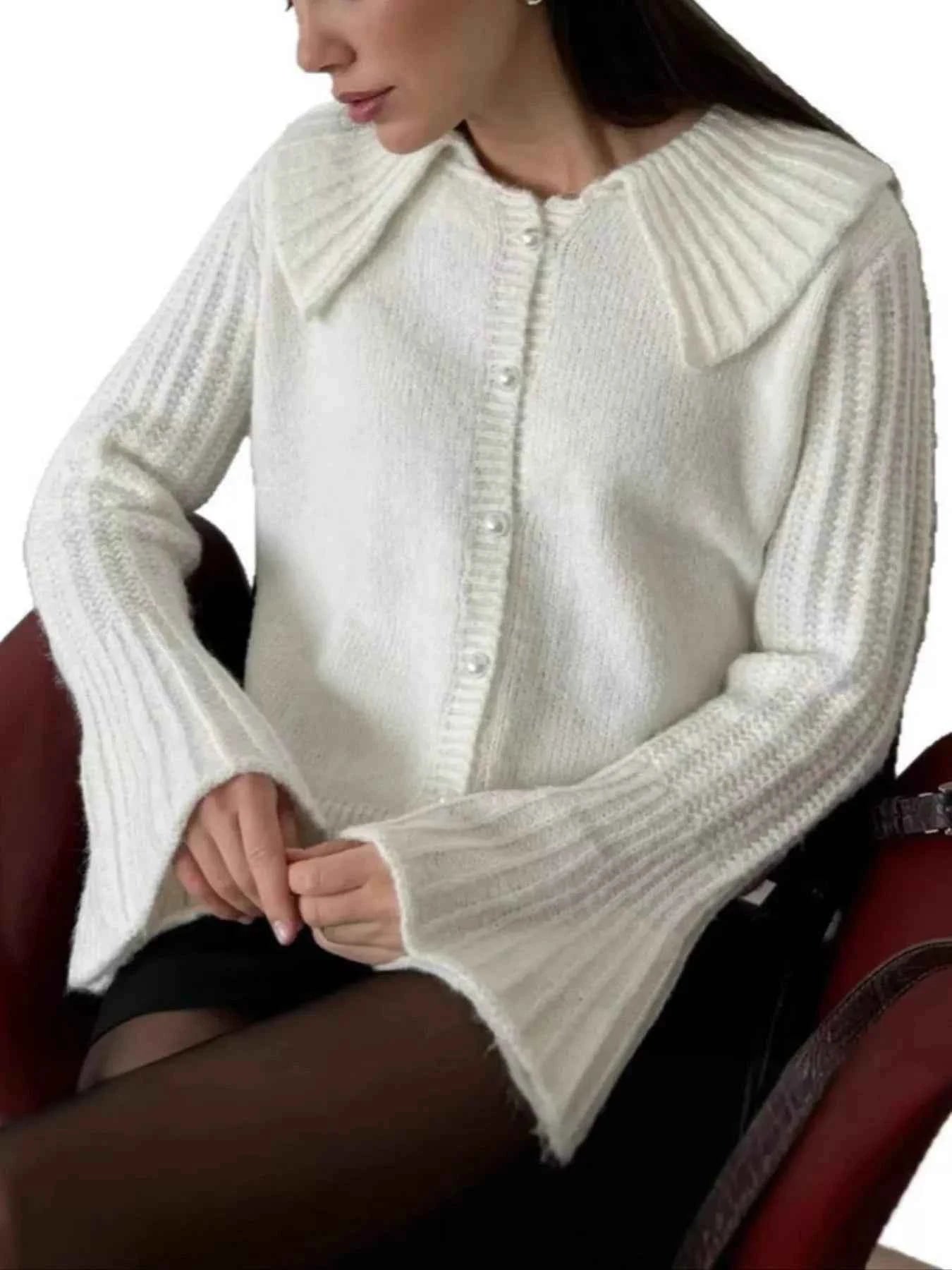 Button Up Flare Sleeve Cardigan Trendsi