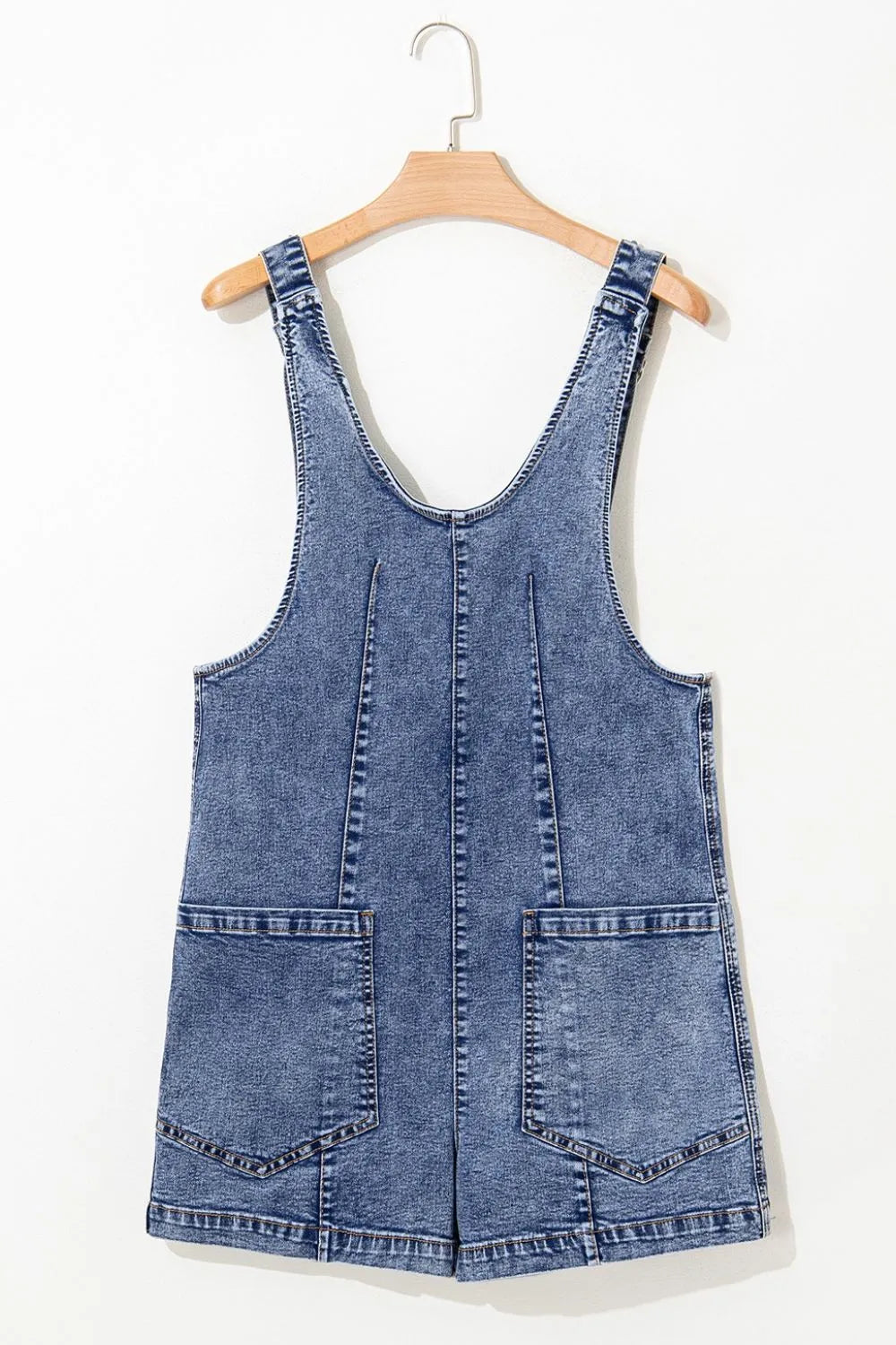 TEEK - U-Neck Patched Pocket Denim Overalls JUMPSUIT TEEK Trend