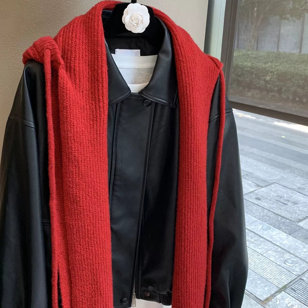 Cozy Knit Tie Scarf with Hooded Design Trendsi