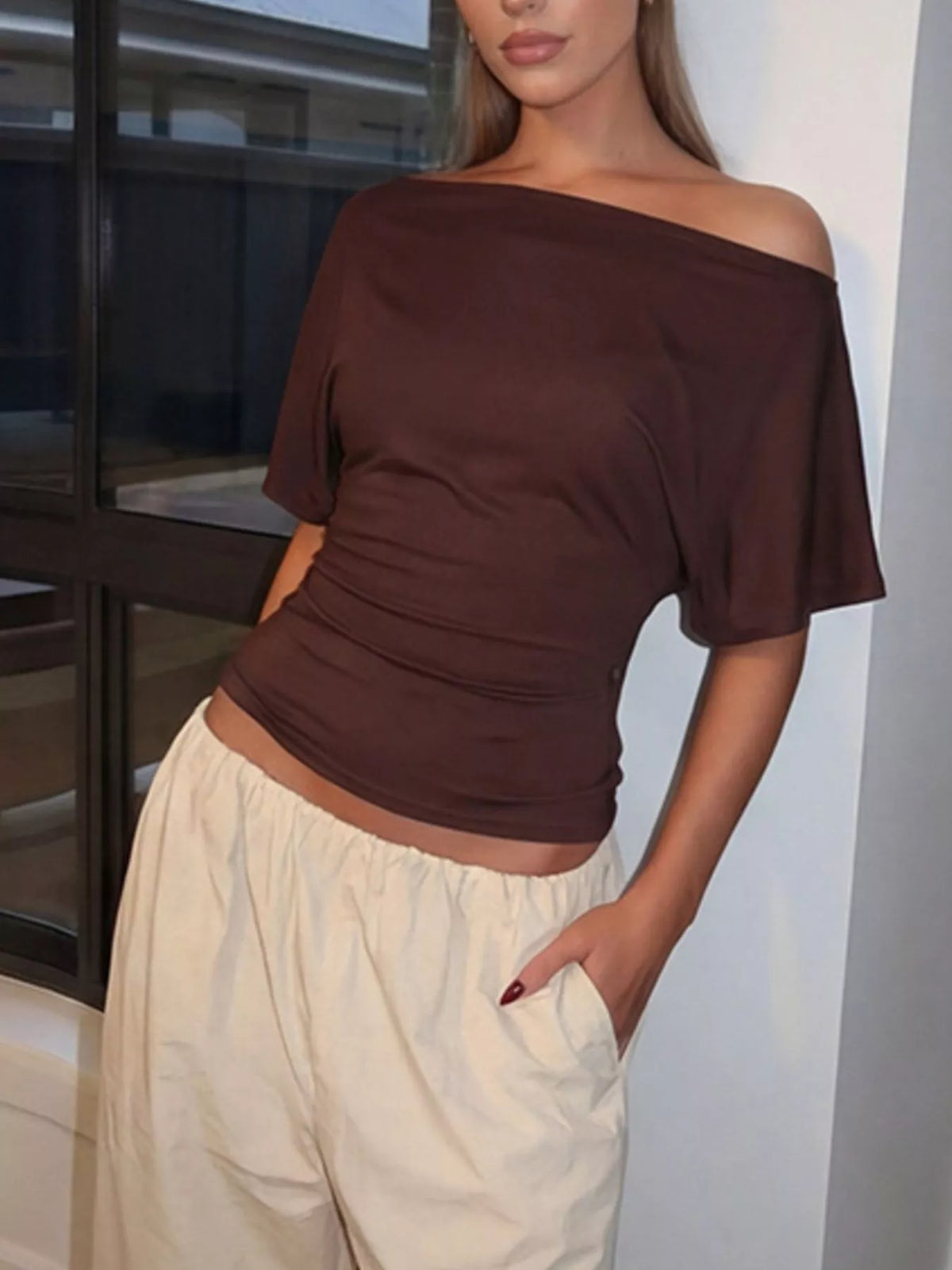 TEEK - Boat Neck Short Sleeve T-Shirt TOPS TEEK Trend