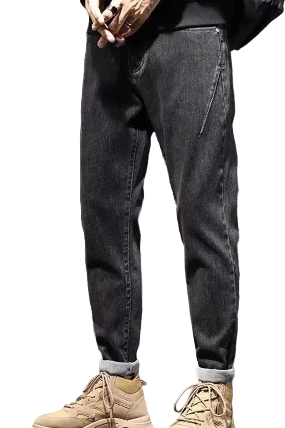 TEEK - Mens Plus Size Wash Straight Leg Jeans JEANS TEEK Trend Black M