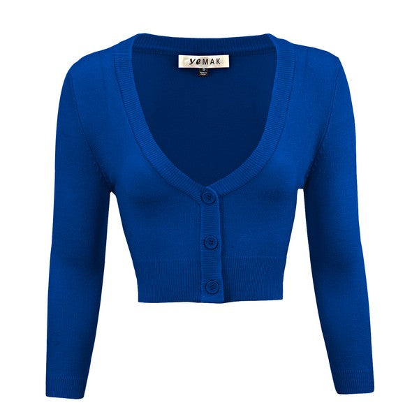 TEEK - Cropped Bolero 3/4 Sleeve Cardigan SWEATER TEEK FG Royal Blue S 