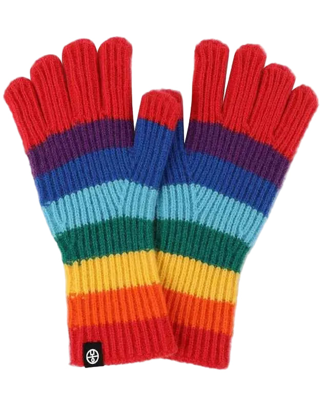 TEEK - Rainbow Striped Knitted Gloves GLOVES TEEK Trend Red One Size