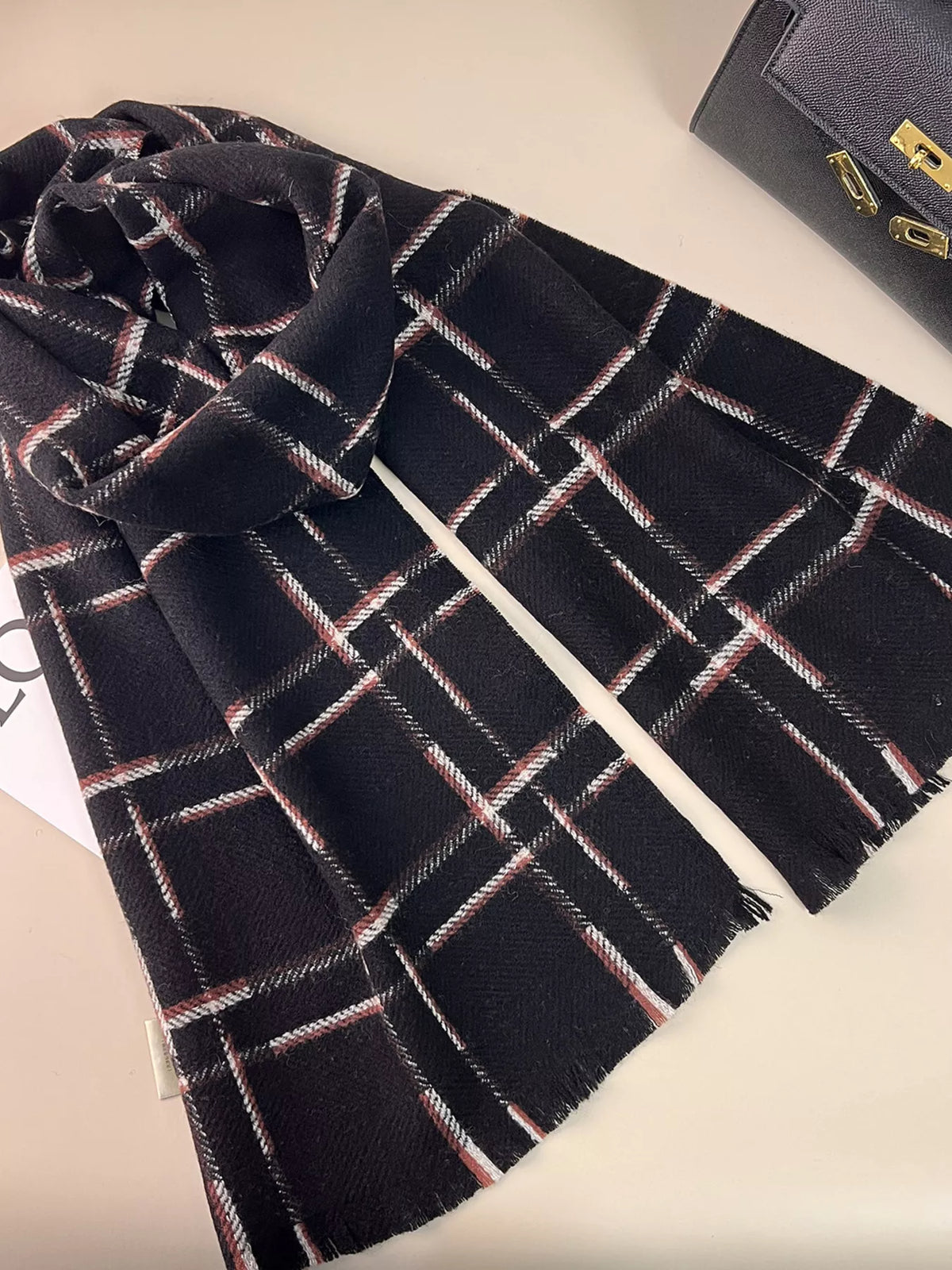 TEEK - 100% Wool Raw Hem Plaid Scarf SCARF TEEK Trend