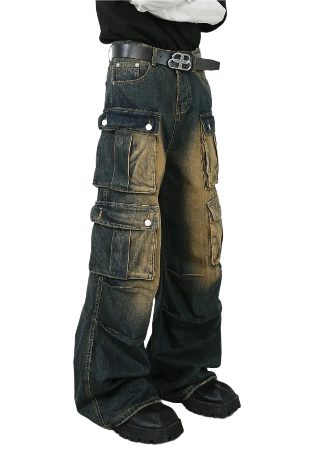 TEEK - Mens Medium Washed Wide Leg Ombre Jeans JEANS TEEK Trend XS