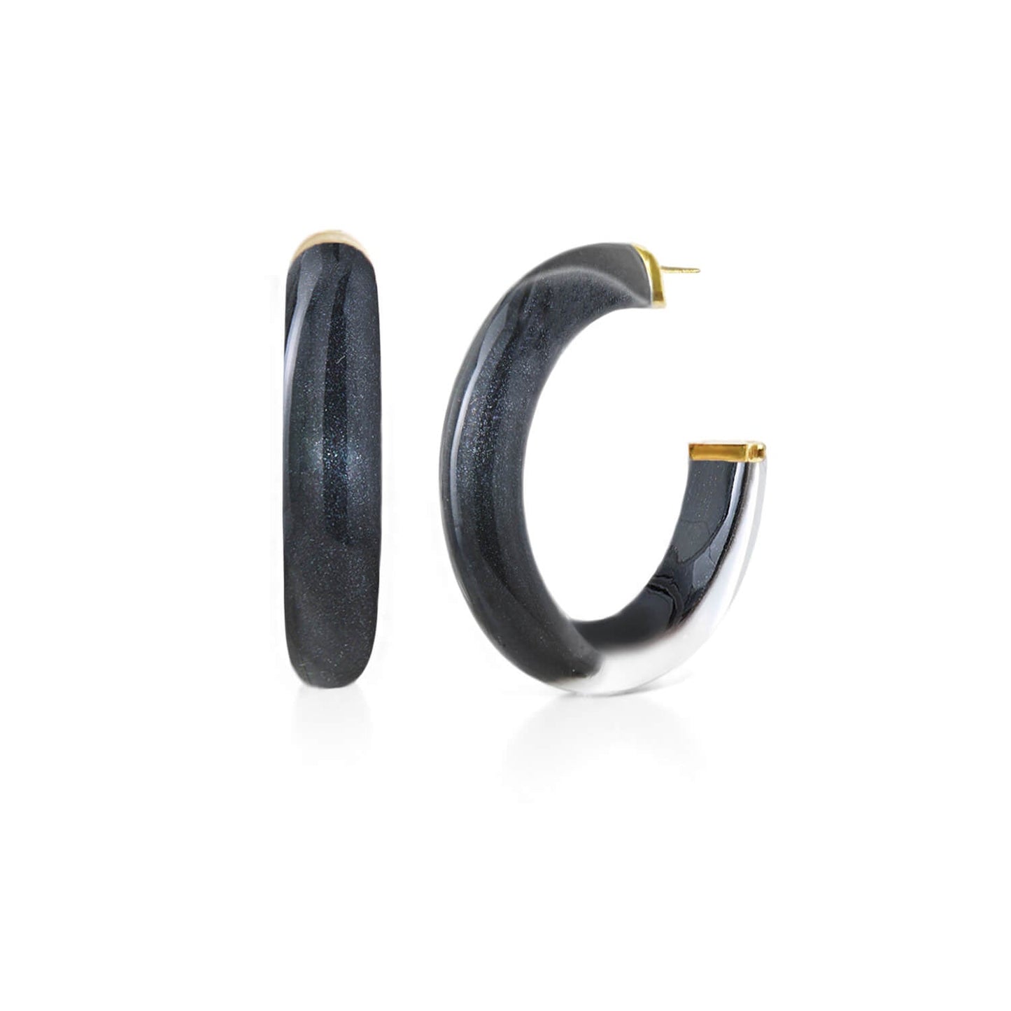 TEEK - Medium Illusion Hoop Earrings in Neutrals JEWELRY TEEK GNH BLACK ONYX