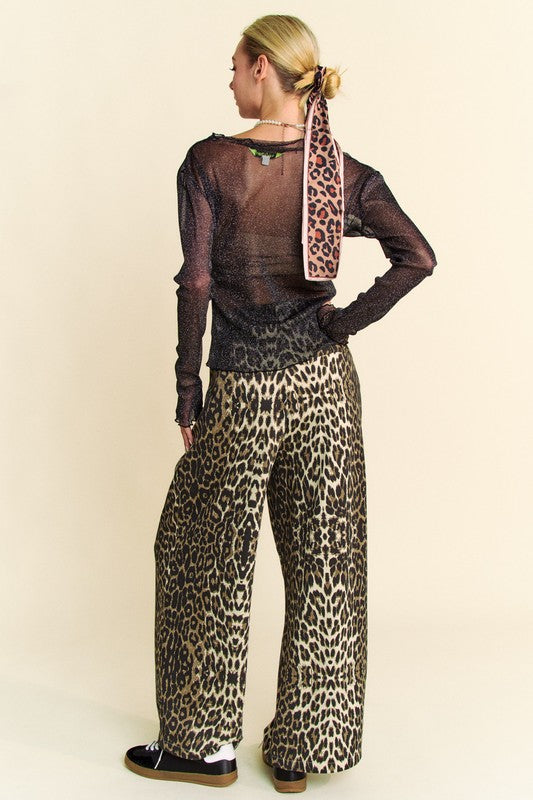 TEEK - Black Glitter Mesh Lettuce Hem Long Sleeve Top TOPS TEEK Trend