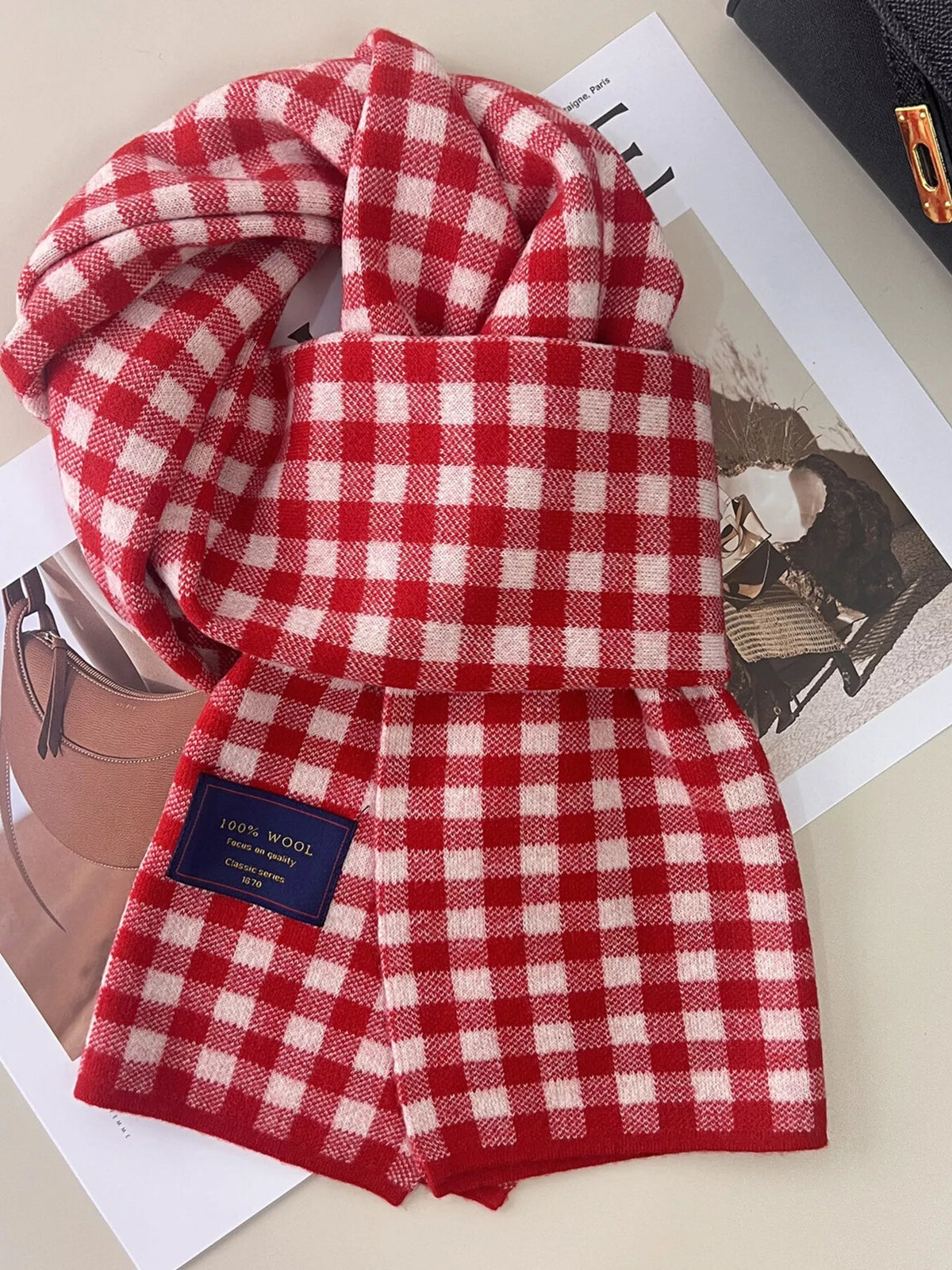 TEEK - 100% Wool Plaid Scarf SCARF TEEK Trend Red One Size