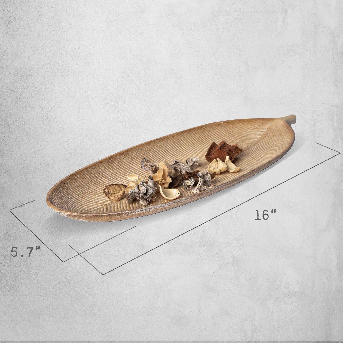 TEEK - 423 - Leaf Design Wood Tray HOME DECOR TEEK PB Natural