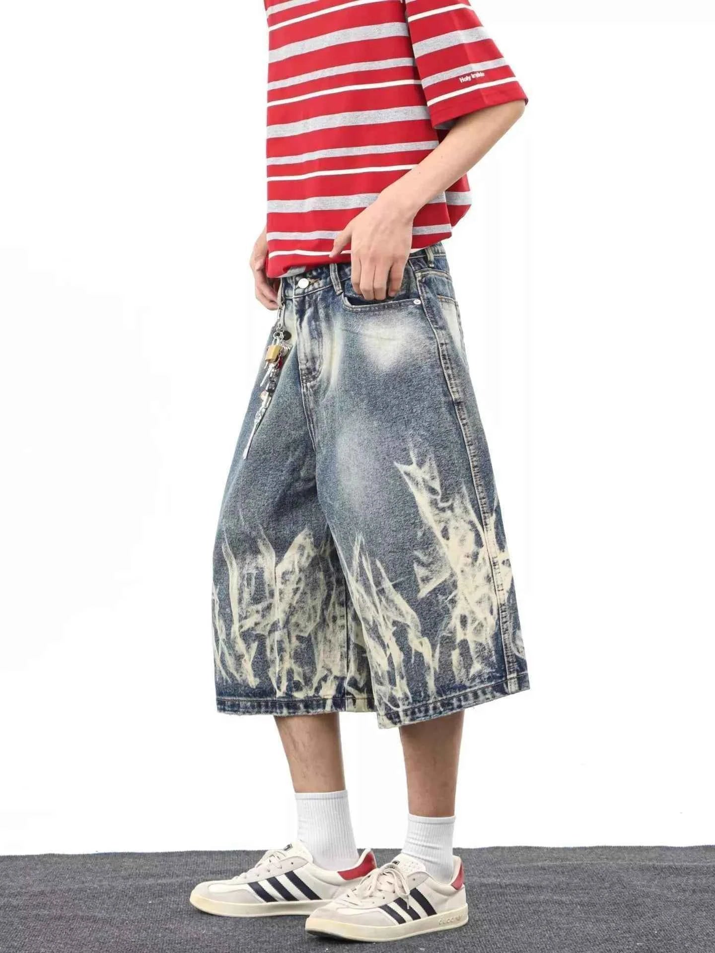 Men's Full Size Wide-Leg Denim Shorts Plus Size Trendsi