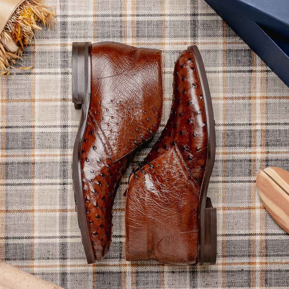 TEEK - 43-594-BRN MARCO Ostrich Quill Chukka Boot, Brown SHOES TEEK ZI