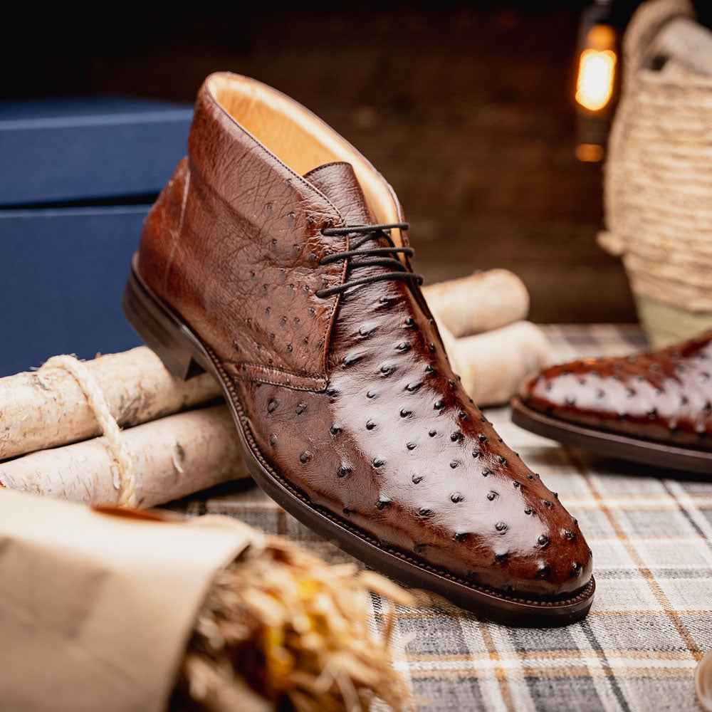 TEEK - 43-594-BRN MARCO Ostrich Quill Chukka Boot, Brown SHOES TEEK ZI