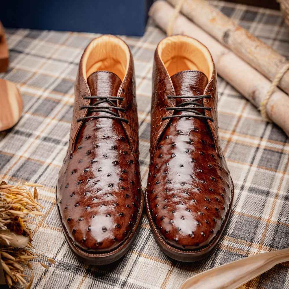 TEEK - 43-594-BRN MARCO Ostrich Quill Chukka Boot, Brown SHOES TEEK ZI