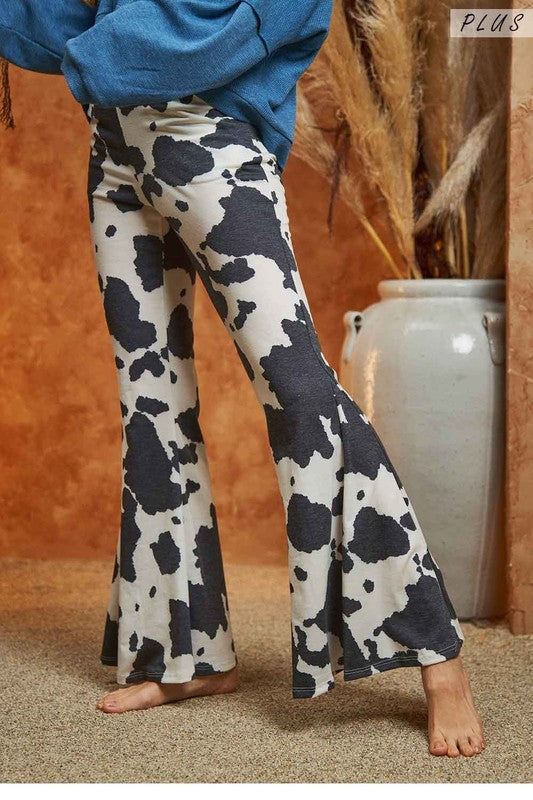 TEEK - MOCHA COW PRINT FLARED PANTS PANTS TEEK FG   