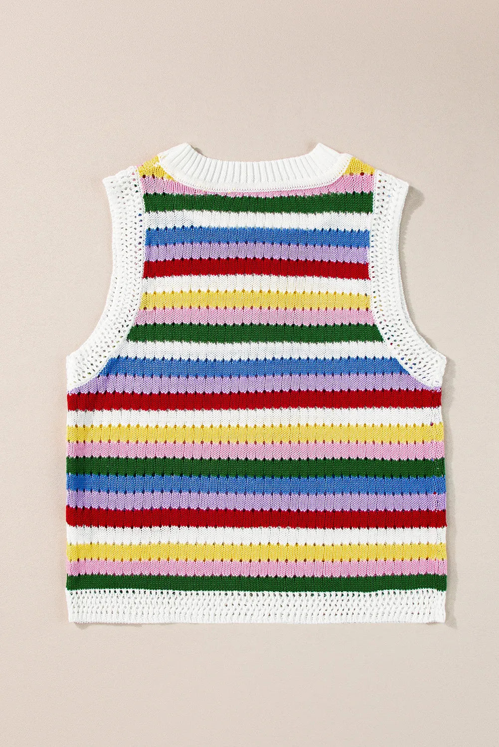 TEEK - Yellow Multicolor Contrast Round Neck Sweater Vest  TEEK Trend   