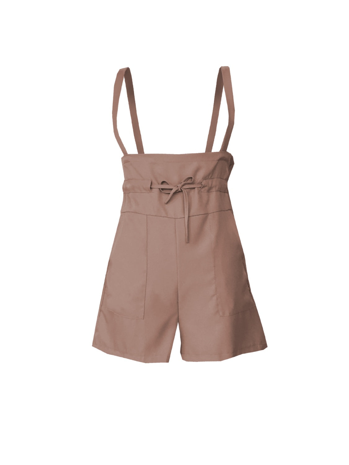 TEEK - Drawstring Pocketed Wide Strap Pocketed Short Overalls OVERALLS TEEK Trend   