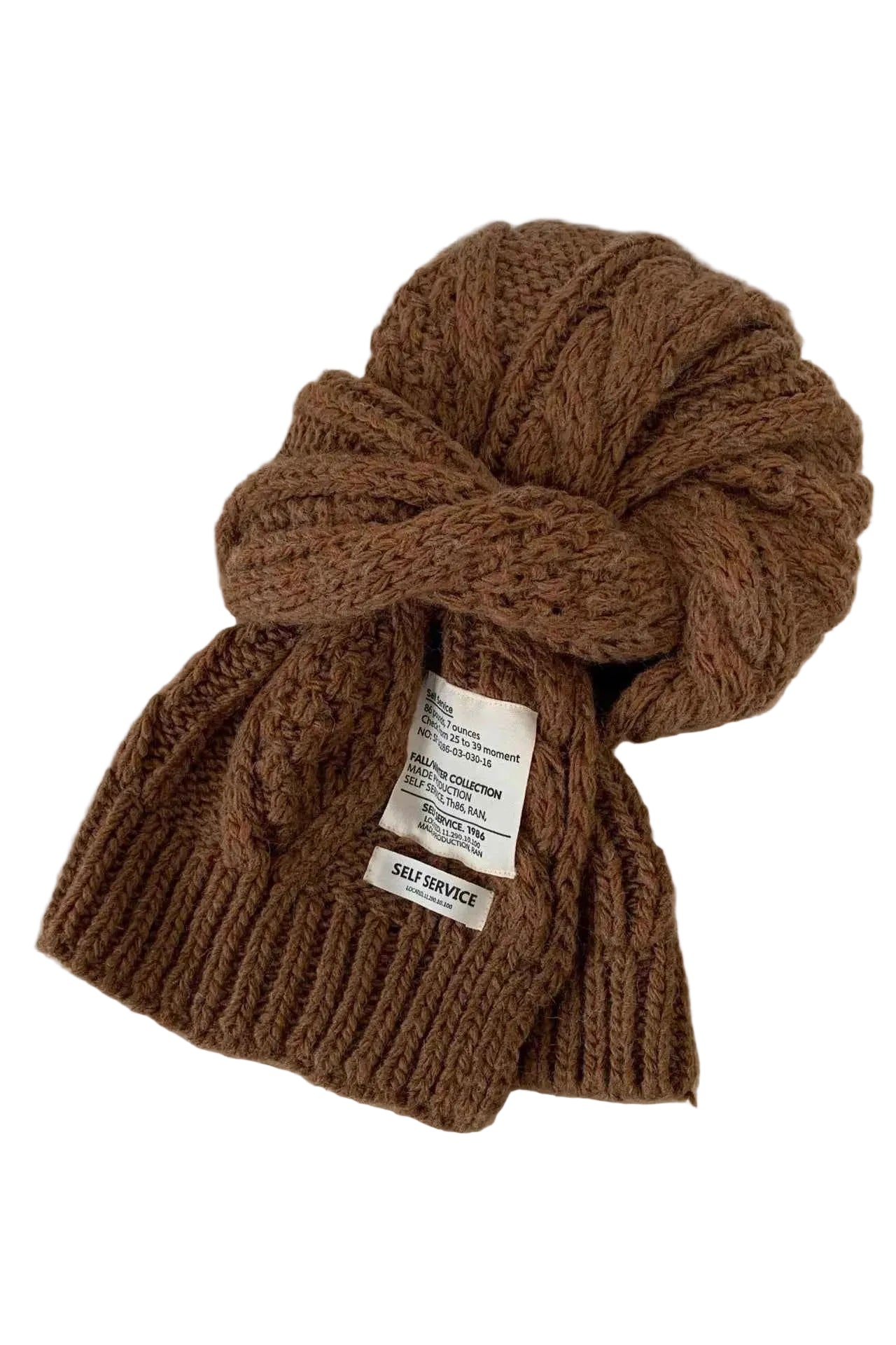 Chunky Cable Knit Scarf Trendsi Brown One Size