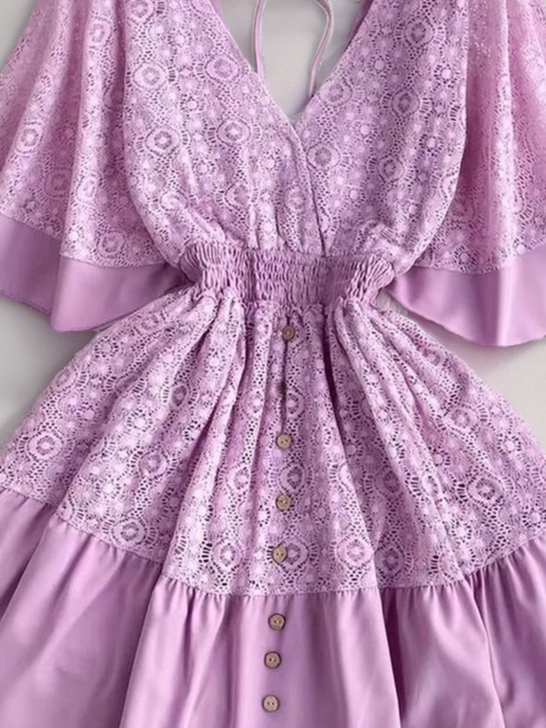 TEEK - Lace Cutout Half Sleeve Mini Dress DRESS TEEK Trend   