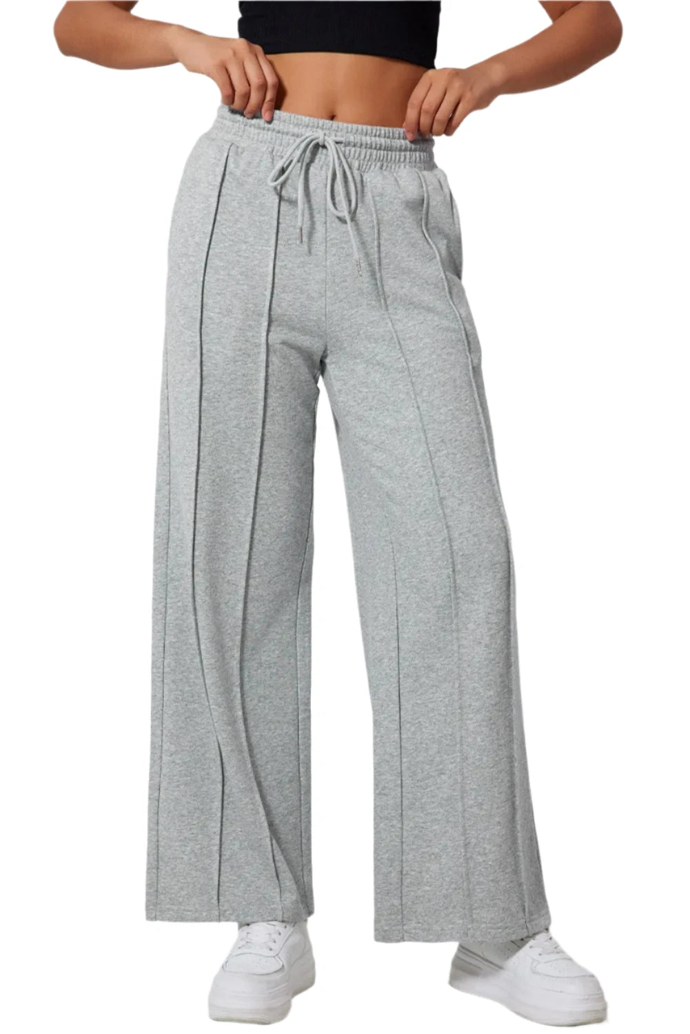 TEEK - Drawstring Wide Leg Active Pants PANTS TEEK Trend Gray S 