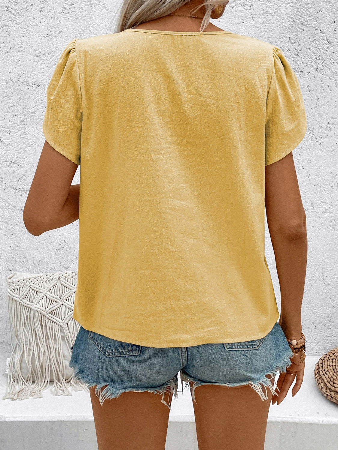 TEEK - Honey Notched Short Sleeve Blouse TOPS TEEK Trend   