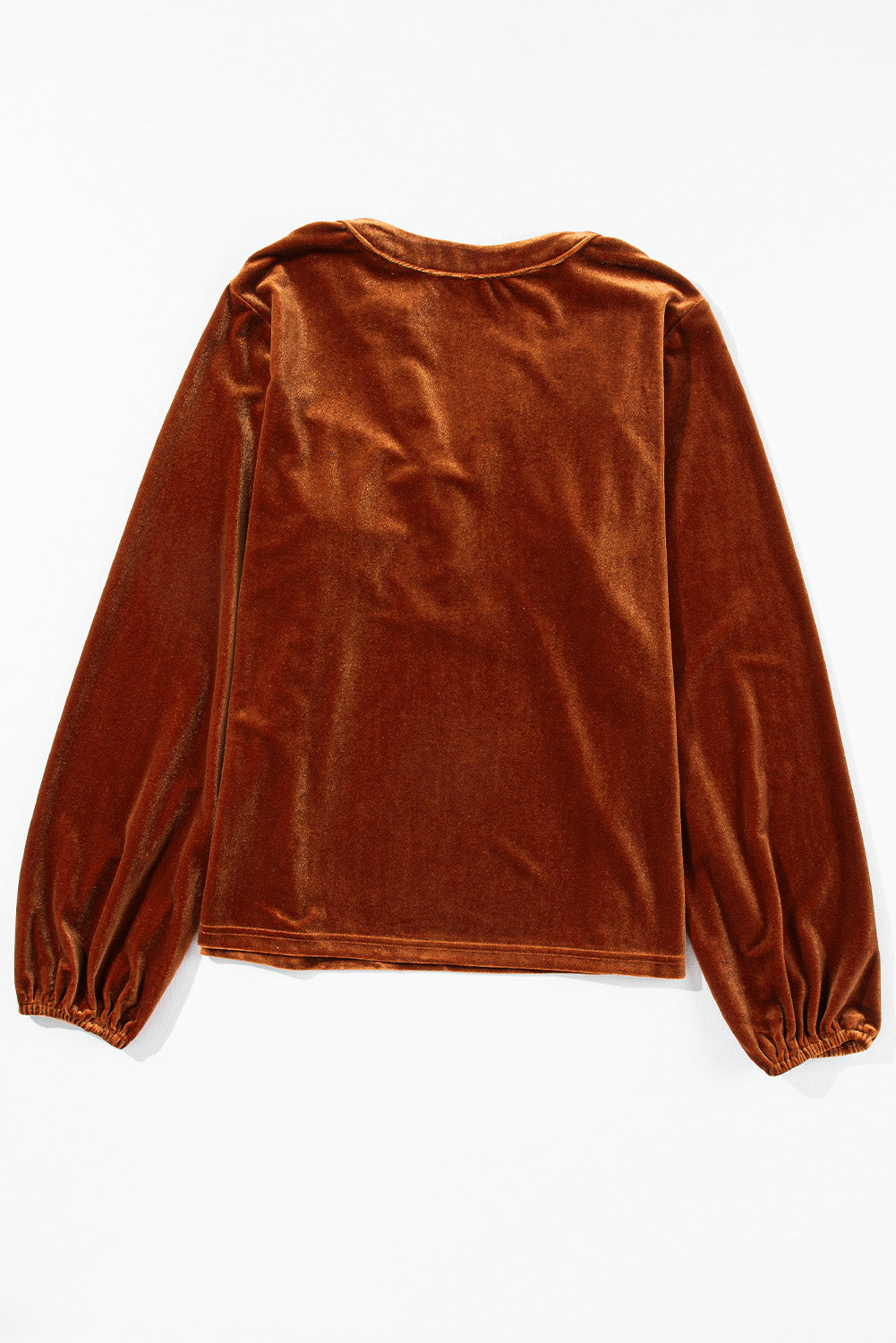 Notched Long Sleeve Velvet Top TEEK Trend