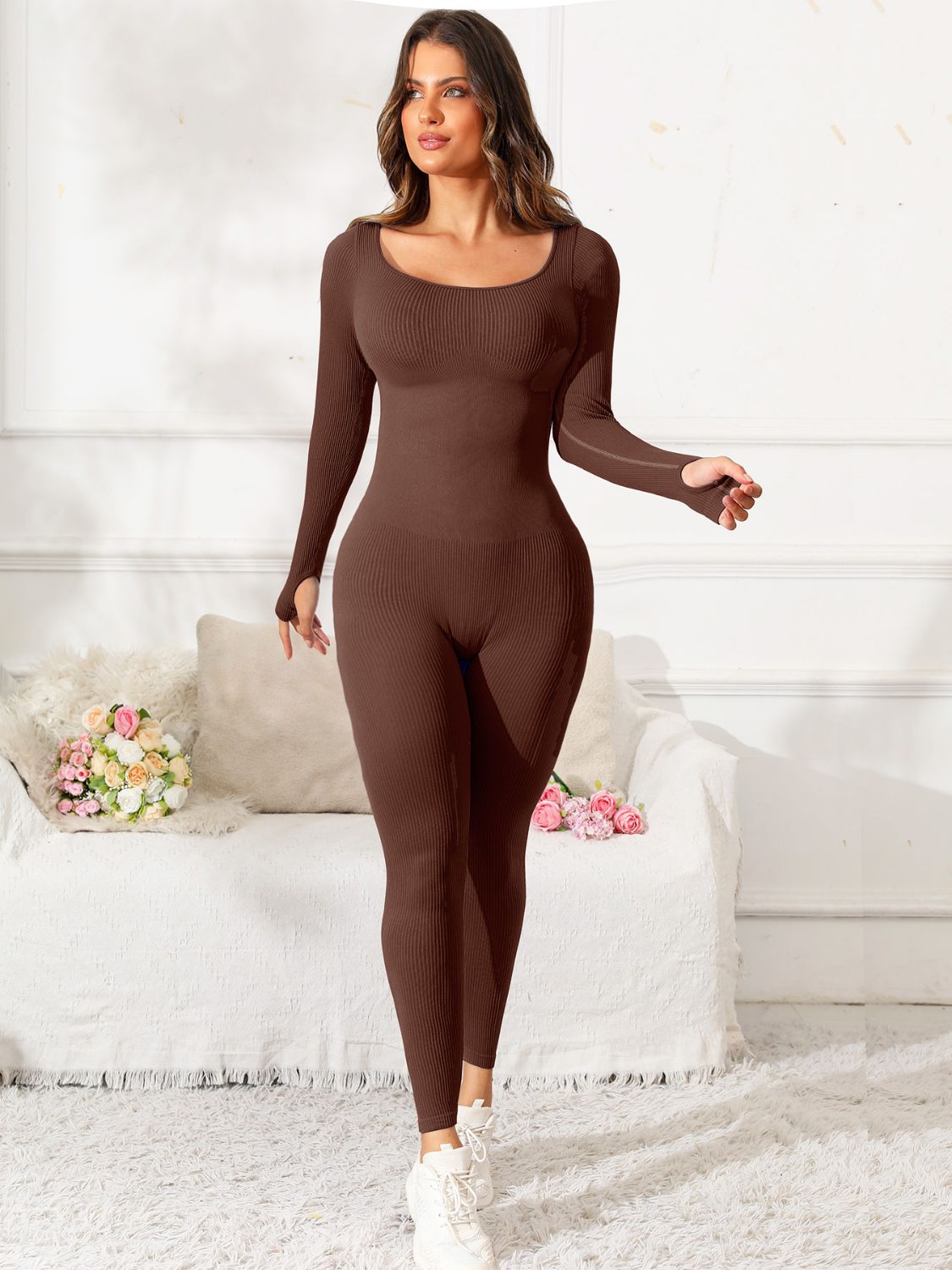 TEEK - Scoop Neck Long Sleeve Active Jumpsuit  TEEK Trend   