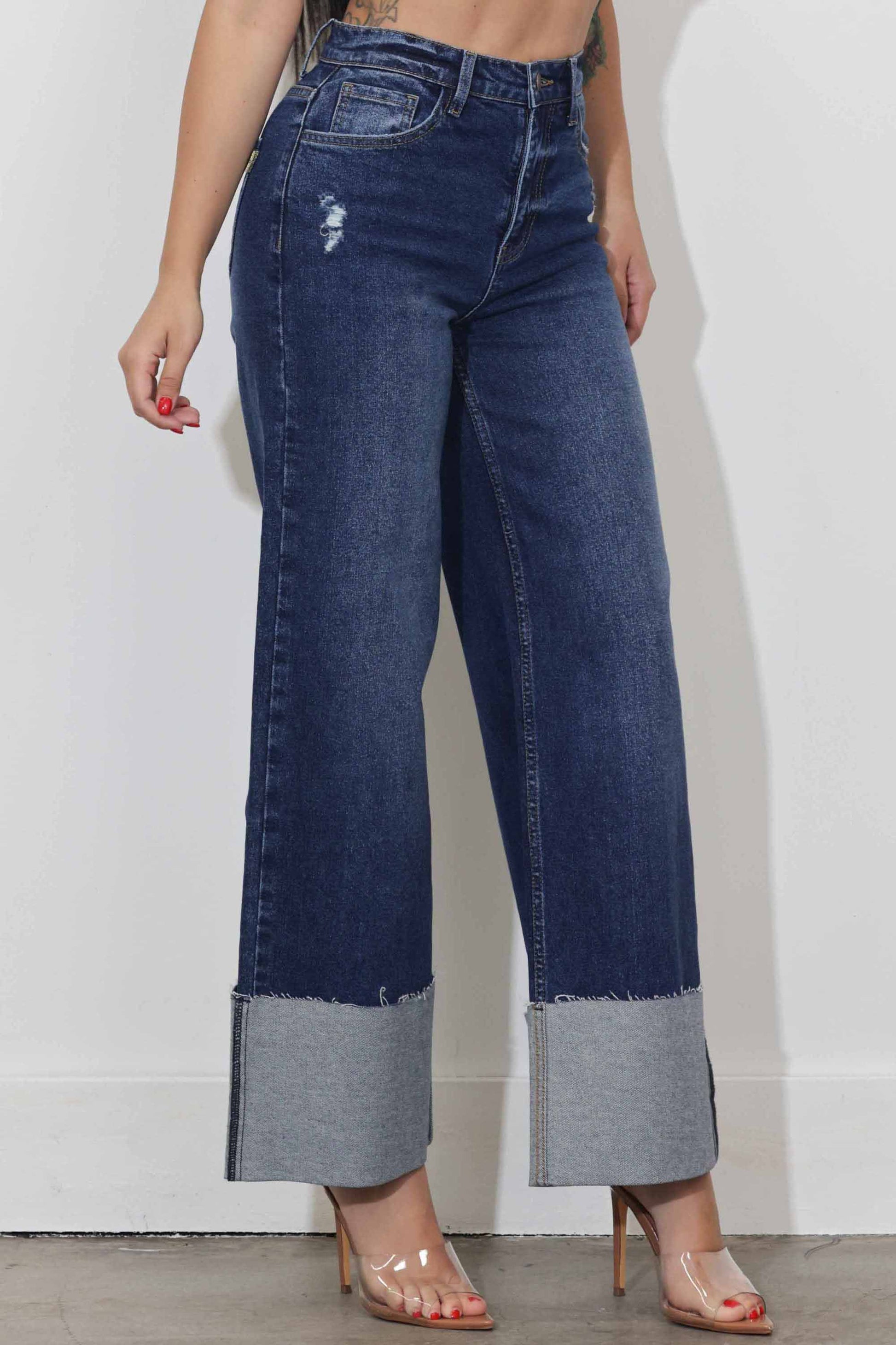 TEEK - Cuff Up Wide Leg Jeans JEANS TEEK RRRB
