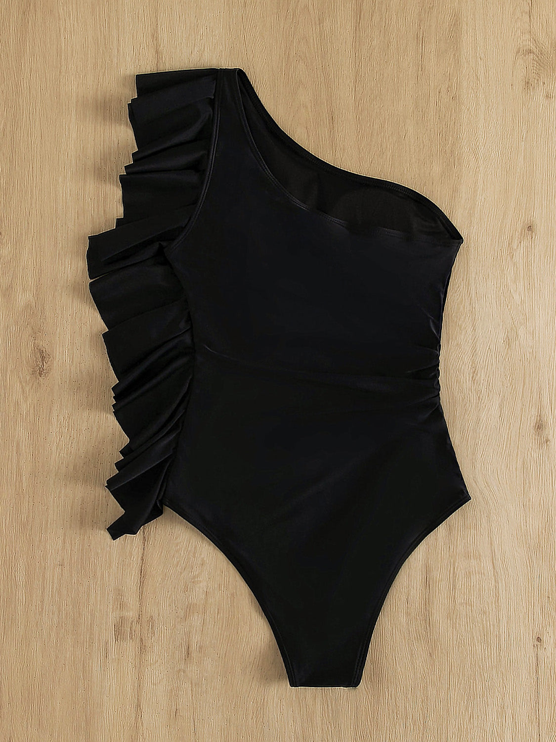 TEEK - Ruffled Single Shoulder One-Piece Swimwear SWIMWEAR TEEK Trend   