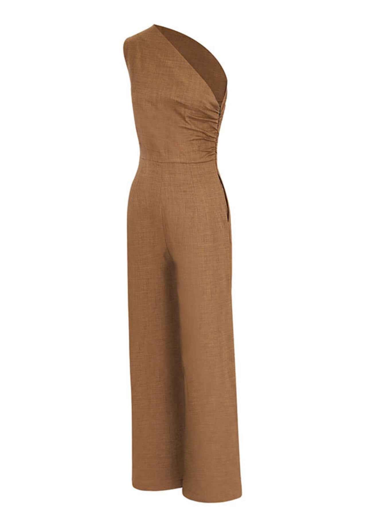 One-Shoulder Wide Leg Jumpsuit Trendsi
