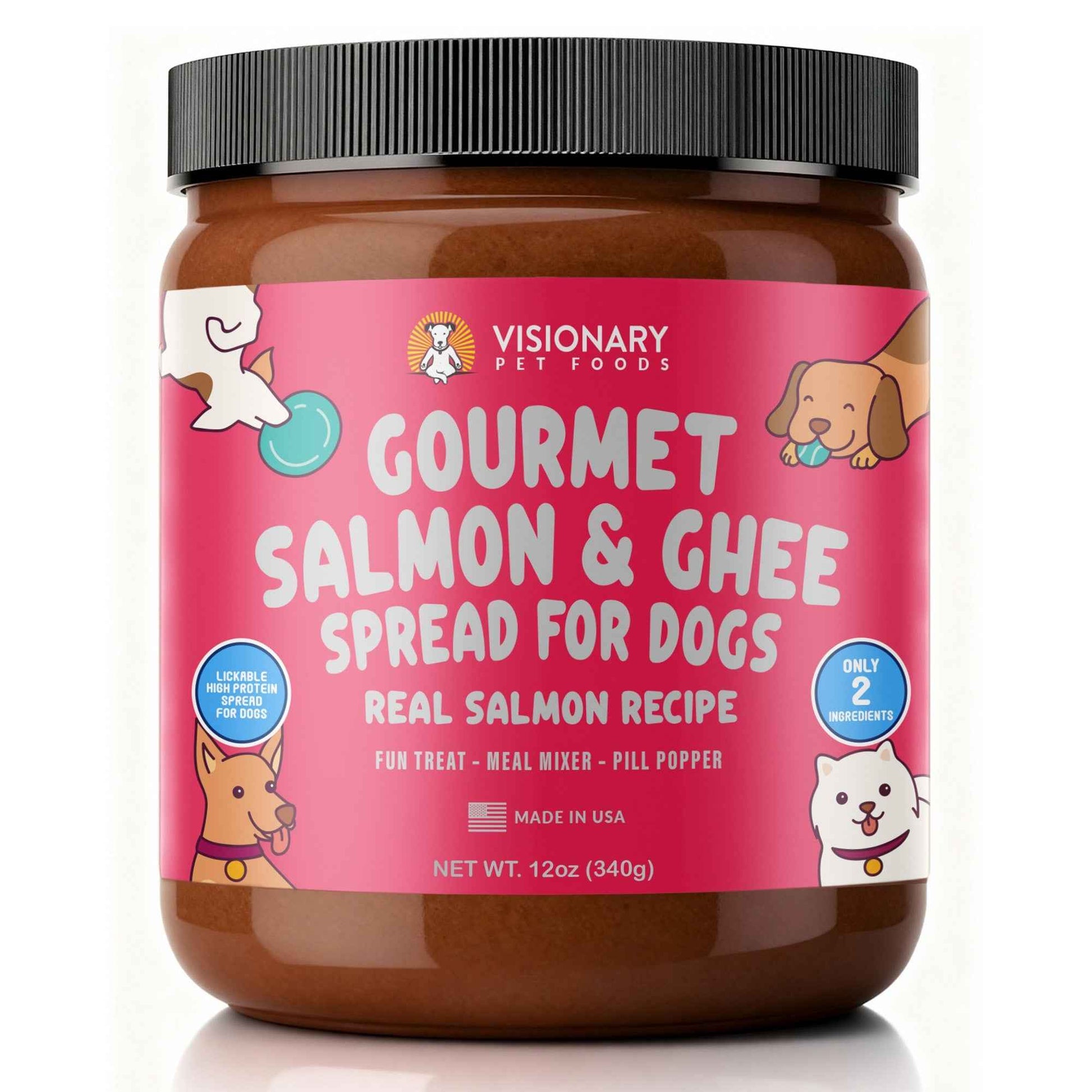 Salmon & Ghee Dog Meat Spread – High-Protein, Low-Carb Keto Treat | 12oz Jar Dog Treat Visionary Pet Foods