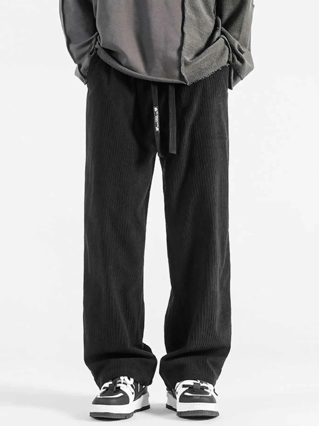 TEEK - Mens Plus Size Casual Drawstring Wide Leg Pants PANTS TEEK Trend Black M