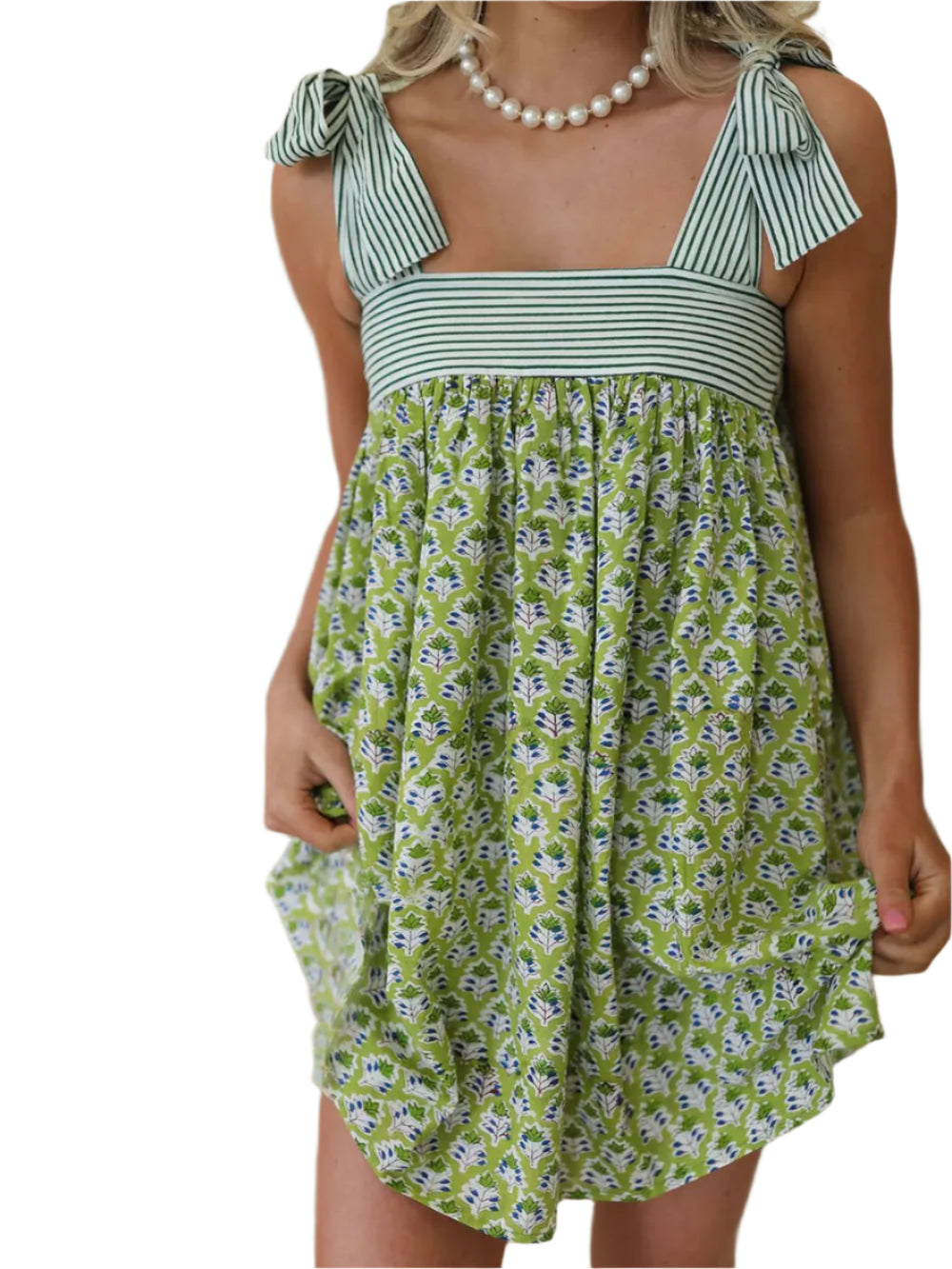 TEEK - Printed Tie Shoulder Cami Dress DRESS TEEK Trend Gum Leaf S