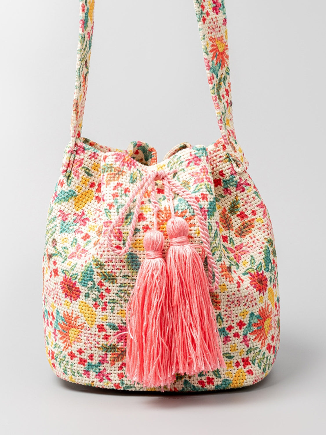 TEEK - Drawstring Tassel Geometric Shoulder Bag BAG TEEK Trend Floral  