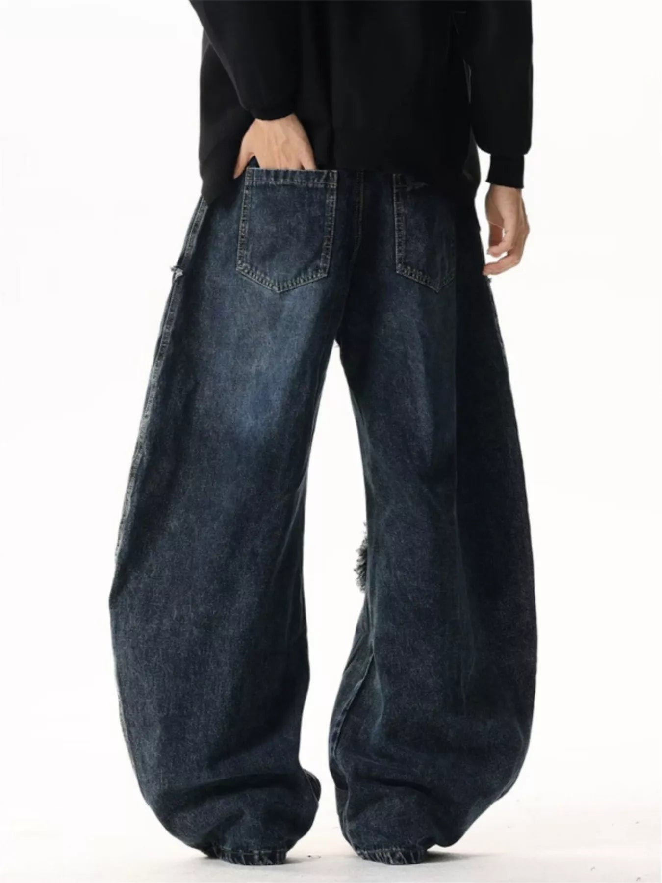Men's Full Size Star Patchwork Wide Leg Jeans Plus Size Trendsi