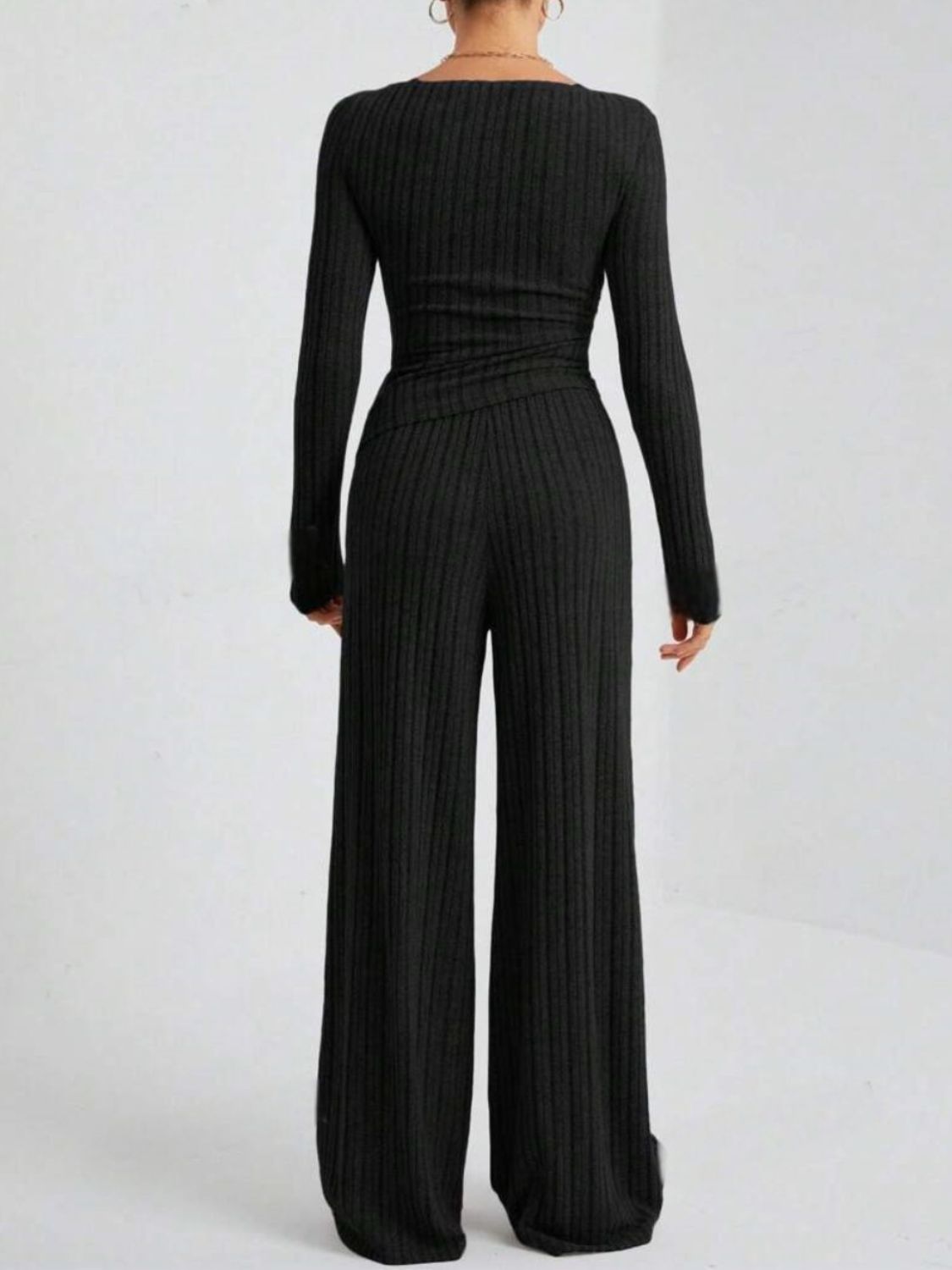 Ribbed Off-Shoulder Top and Pants Set TEEK Trend