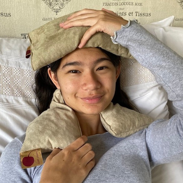 TEEK - Hot Cherry Neck Wrap in Plush Tan Ultra-Suede PILLOW TEEK HCP