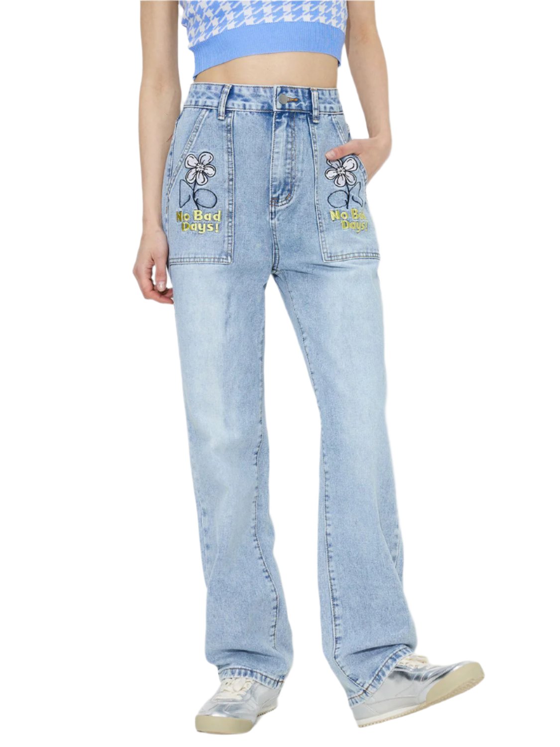 TEEK - Flower High Rise Straight Leg Jeans JEANS TEEK Trend XS