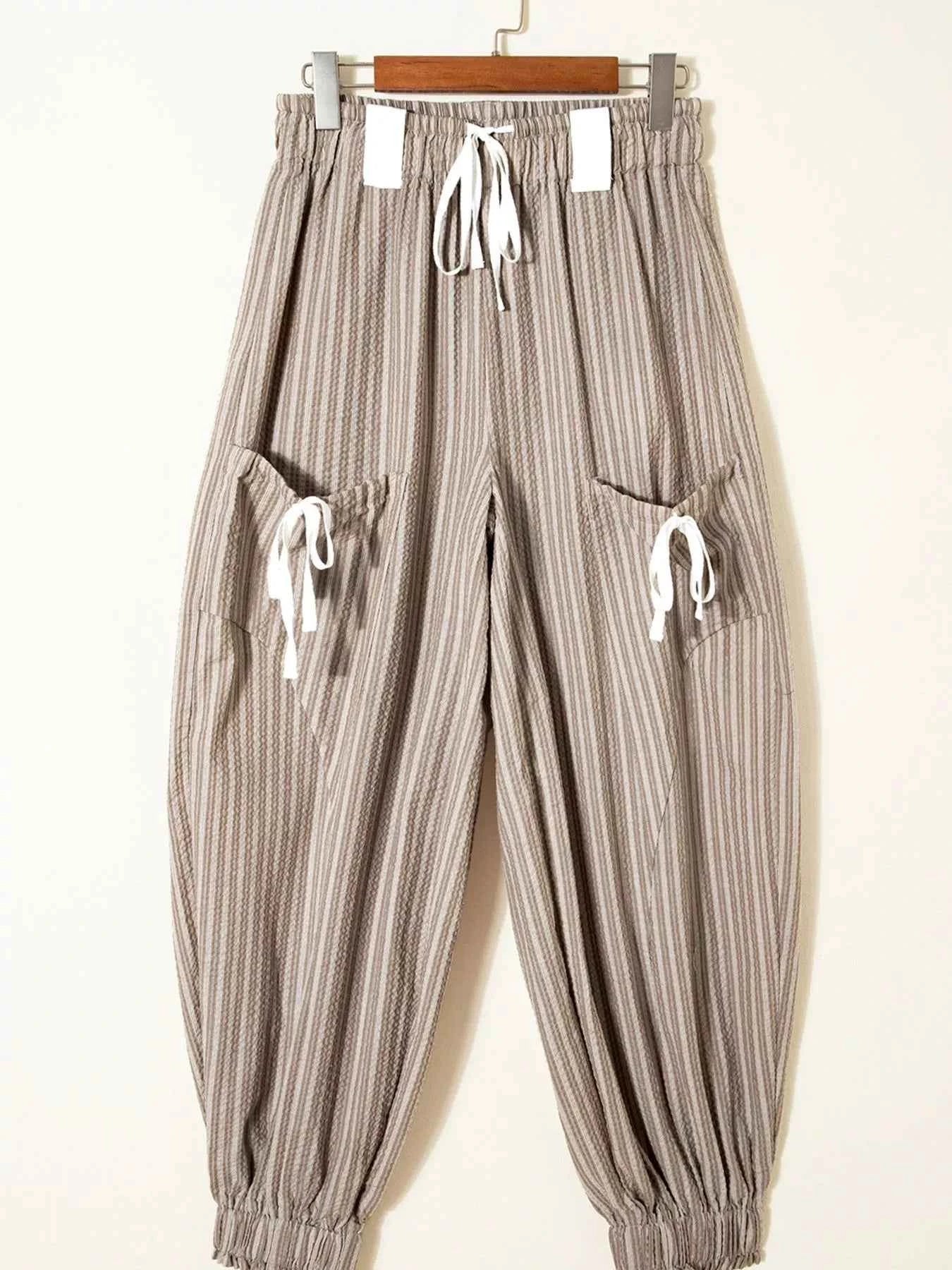 TEEK - Stripe Drawstring Cargo Jogger Pants with Pockets PANTS TEEK Trend