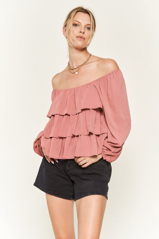 TEEK - Tiered flounce designed Blouse TOPS TEEK FG   