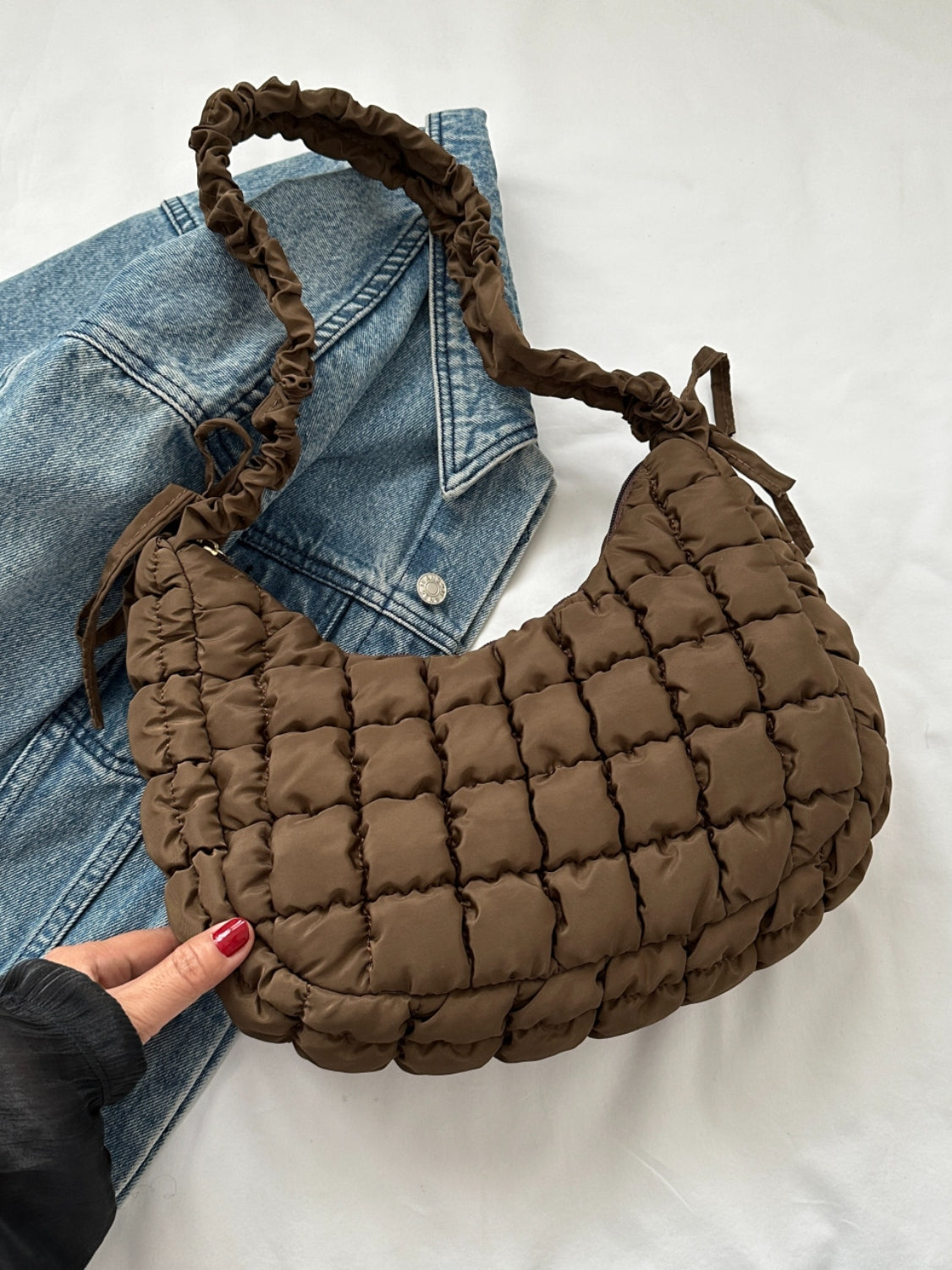 TEEK - Bubble Texture Ruched Strap Quilted Shoulder Bag BAG TEEK Trend