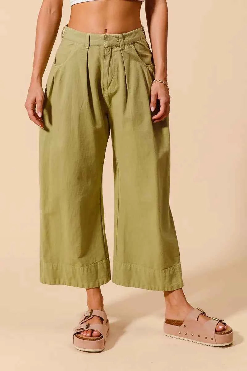TEEK - Mid Rise Wide Leg Chino Pants With Pockets PANTS TEEK Trend