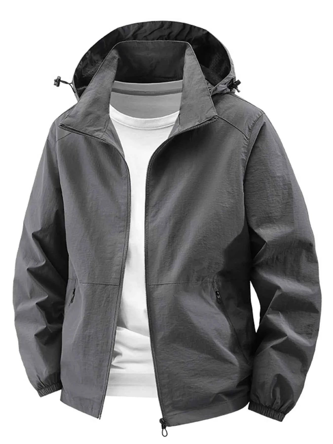 TEEK - Mens Plus Size Lightweight Hooded Windbreaker Jacket JACKET TEEK Trend Grey M
