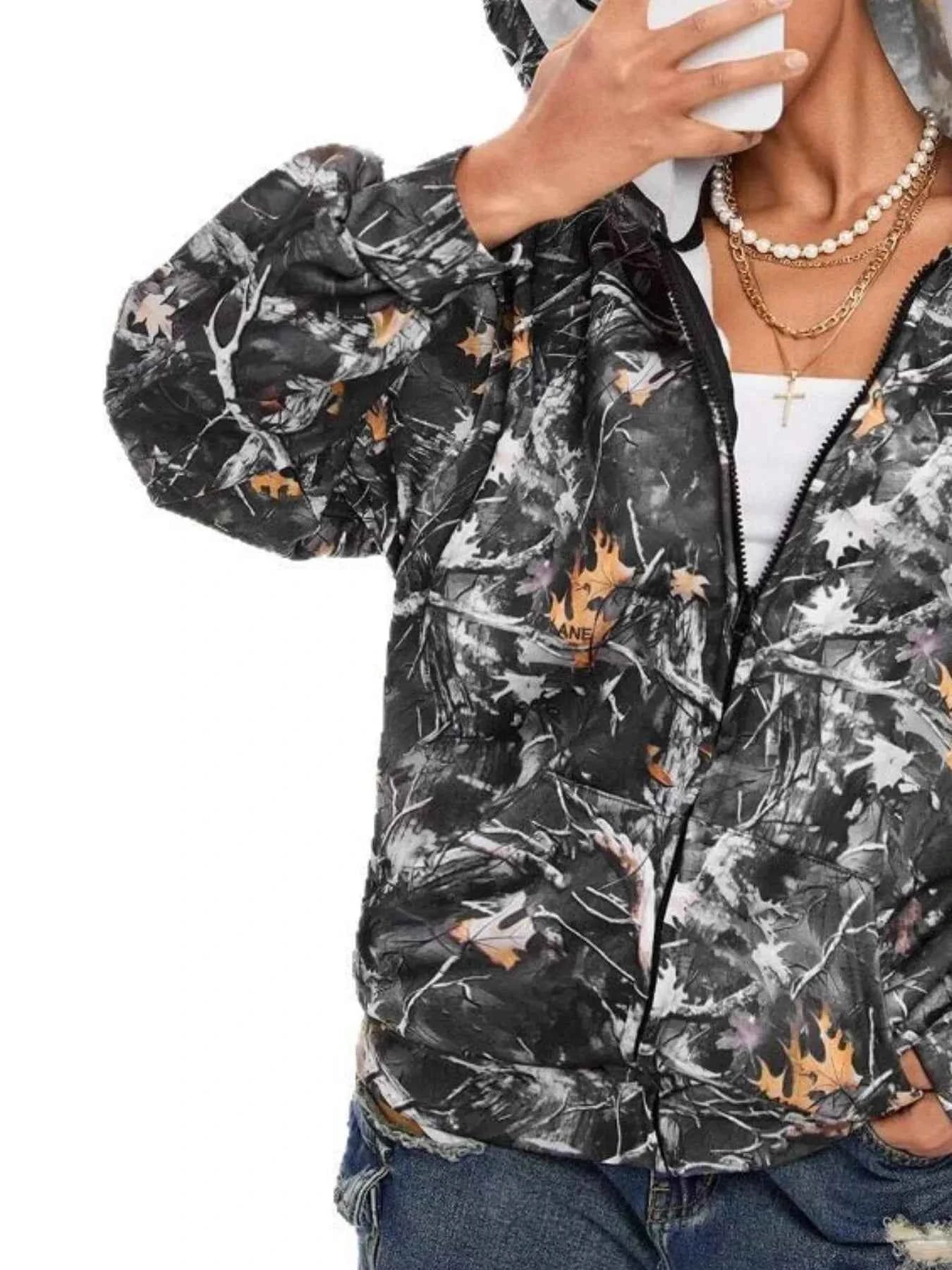 TEEK - Camo Vintage Printed Zip-Up Hoodie JACKET TEEK Trend